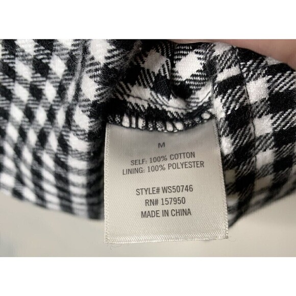 Harper Heritage Babydoll Blouse Womens Checkered Pullover Black White Size M - Picture 5 of 6